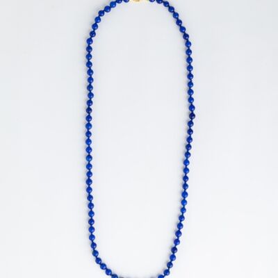 Lange Halskette aus Seribu-Jade – Kobaltblau
