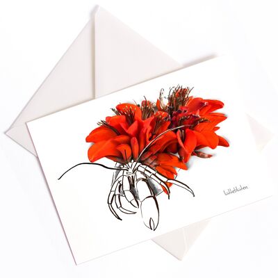 Coral Hermit Crab - Card with Color Core and Envelope | 054