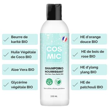 Shampoing Naturel Nourrissant - Cheveux Secs, Cassants, Abîmés - Glycérine Végétale, Coco, Karité, Aloe Vera BIO 3