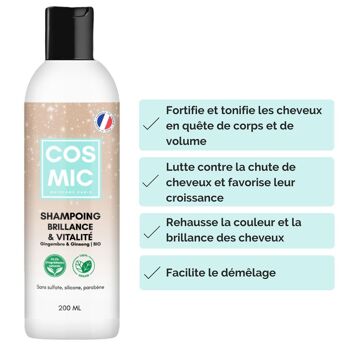 Shampoing Naturel Brillance & Vitalité - Fortifiant, Anti Chute, Brillance - Gingembre & Ginseng BIO 3