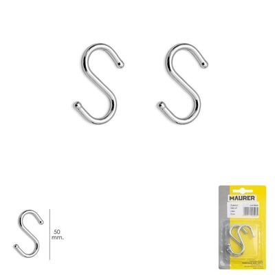 Hook "S" 50 mm Chrome (Blister 2 pieces) Domestic Use
