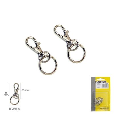 Spring Carabiner With Ring 45 mm. blister 2 Pieces