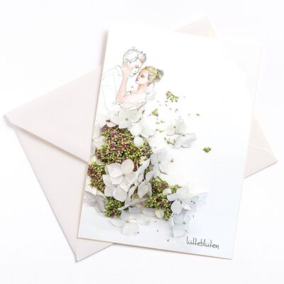 Hortensia - carte avec noyau de couleur et enveloppe | 051
