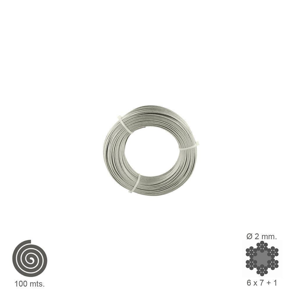 Verzinktes Kabel 2 mm. (Rolle 100 Meter) Keine Höhe