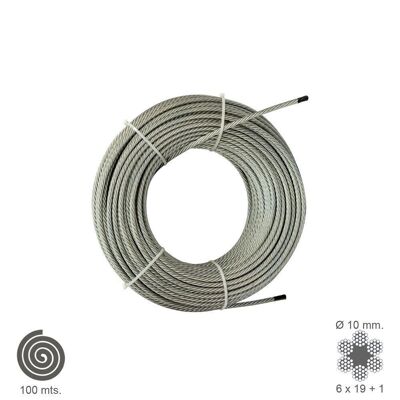 Verzinktes Kabel 10 mm. (Rolle 100 Meter) Keine Höhe