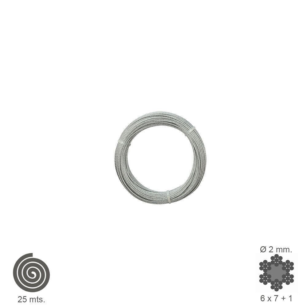 Verzinktes Kabel 2 mm. (Rolle 25 Meter) Keine Höhe