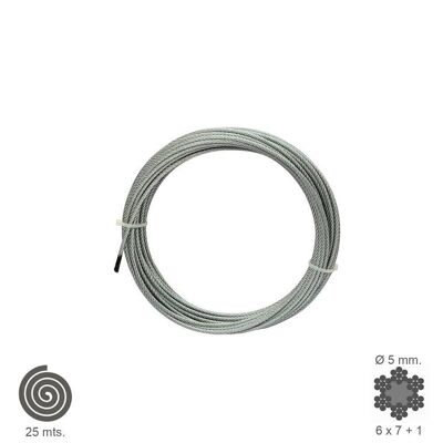 Cable Galvanizado    5 mm. (Rollo 25 Metros) No Elevacion