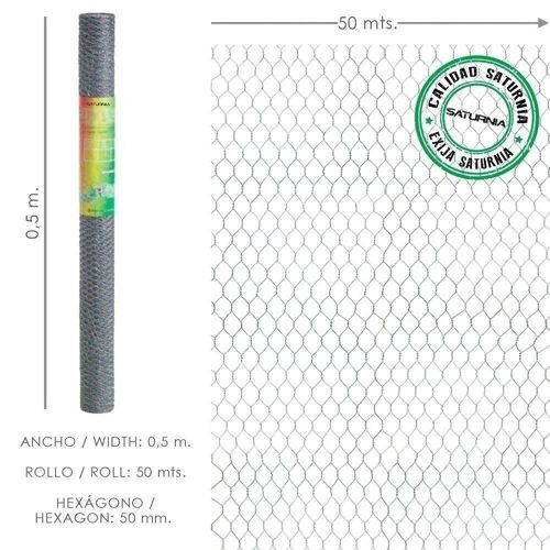 Enrejado Triple Torsion 50/  50 cm. Rollo 50 Metros Uso Domestico