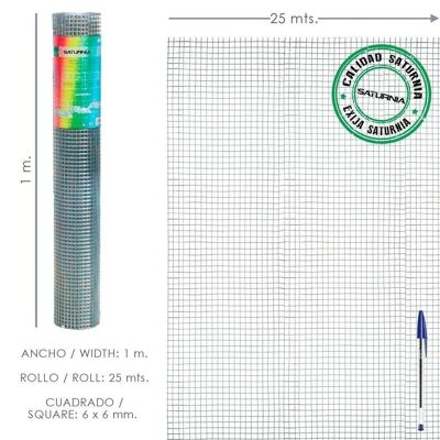 Treillis électrosoudé galvanisé 6x6 / 100 cm. rouleau 25 Mètres Usage Domestique