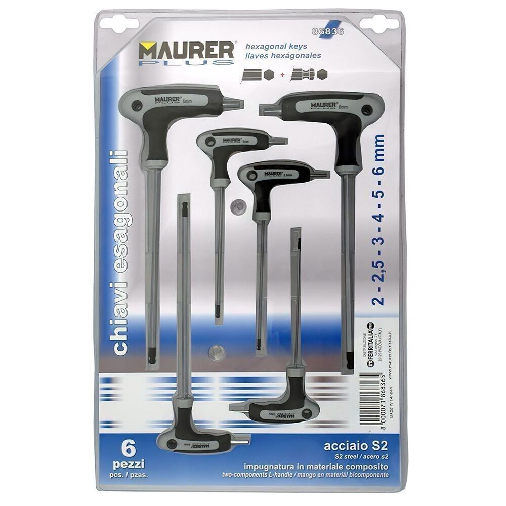 Set chiavi a brugola "T" Cromo Vanadio 6 pezzi