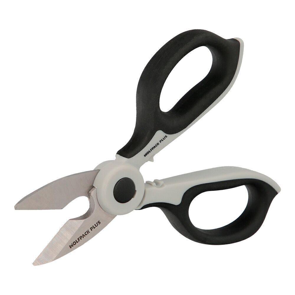 Forbici da Elettricista 155 mm.  Maniglia TPR Plus Nessuna tensione. Lame in acciaio inossidabile, ergonomiche, forbici taglia cavi, spelafili