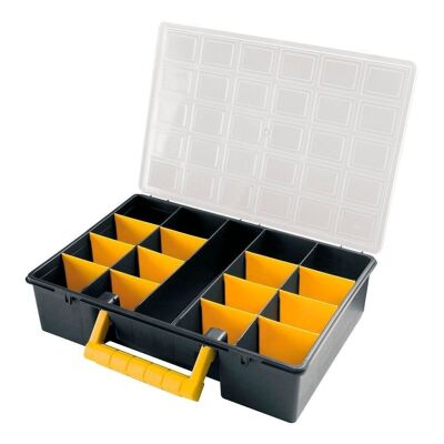 Plastic Organizer Briefcase 17 Compartments With Adjustable Dividers 360x252x64 mm.