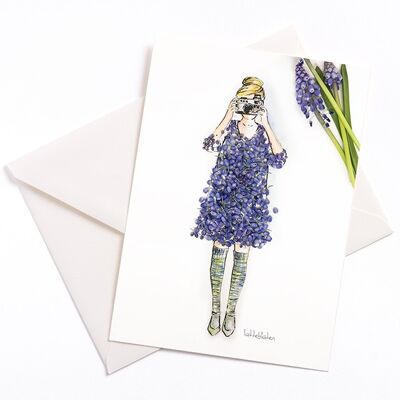 Grape hyacinth card with color core and envelope | 026