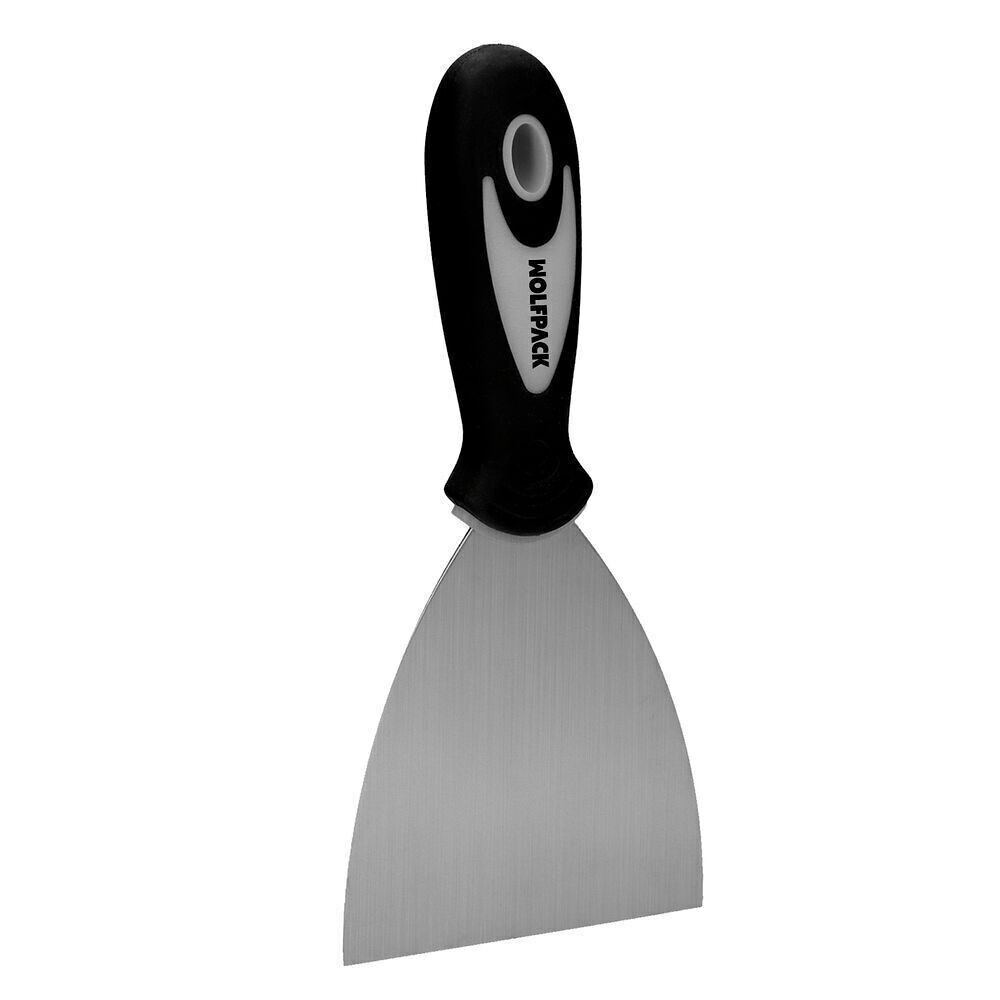 Stainless Steel Spatula Width 80 mm. With Ergonomic Rubber Handle, Painter's Spatula, Putty Spatula, Trowel, Scratch Trowel