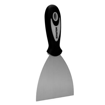 Spatule en acier inoxydable largeur 80 mm. Avec poignée ergonomique en caoutchouc, spatule de peintre, spatule à mastic, truelle, truelle à gratter.