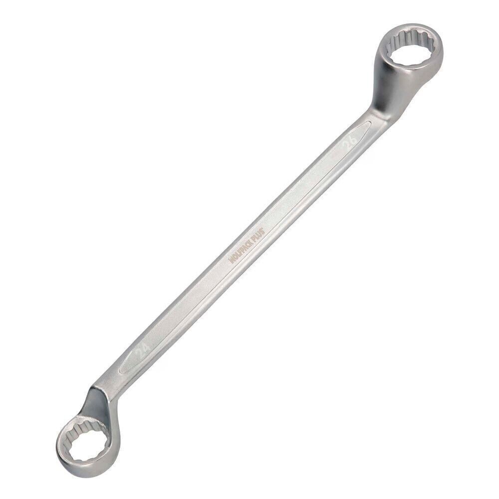 Gekröpfter Sternschlüssel Plus Chrom-Vanadium-Stahl 24x26 DIN 838. Doppelmaulschlüssel, fester Maulschlüssel