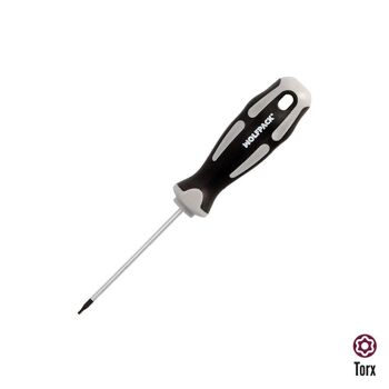 Tournevis Torx en acier S2, manche TPR bi-matière. Mesure T06 x " 3,0 x 75 mm.