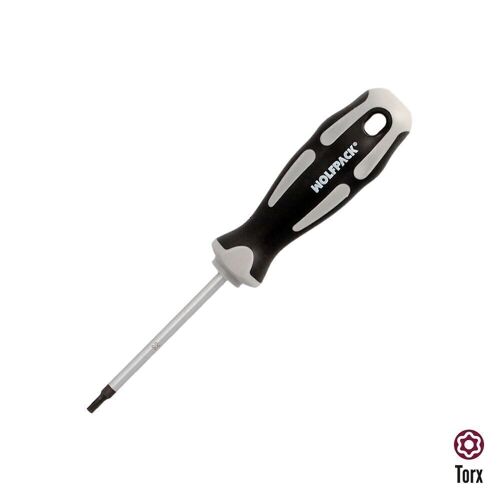 Destornillador Torx Inviolable Acero S2 Mango TPR Bimaterial. Medida T10 x " 5, 0 x 75 mm.