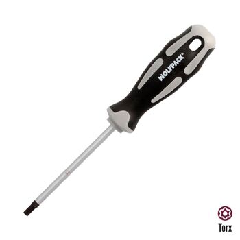 Tournevis Torx inviolable S2 Acier Bi-matière Poignée TPR. Mesure T27 x " 6,0 x 100 mm.