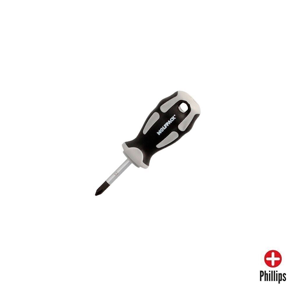 Kreuzschlitzschraubendreher aus S2-Stahl, Griff aus TPR aus Bimaterial. PH-Messung 1 x 5,0 x 38 mm. DIN5262.