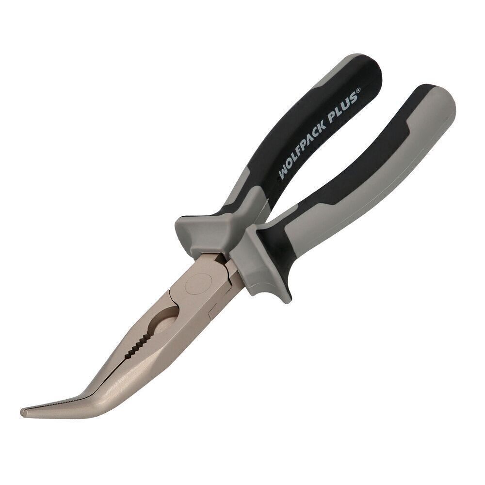 Pinza a Bocca Curva 200 mm. Pinze a becchi curvi DIN-ISO 5745 in acciaio al cromo vanadio, pinze a becchi lunghi curvi,