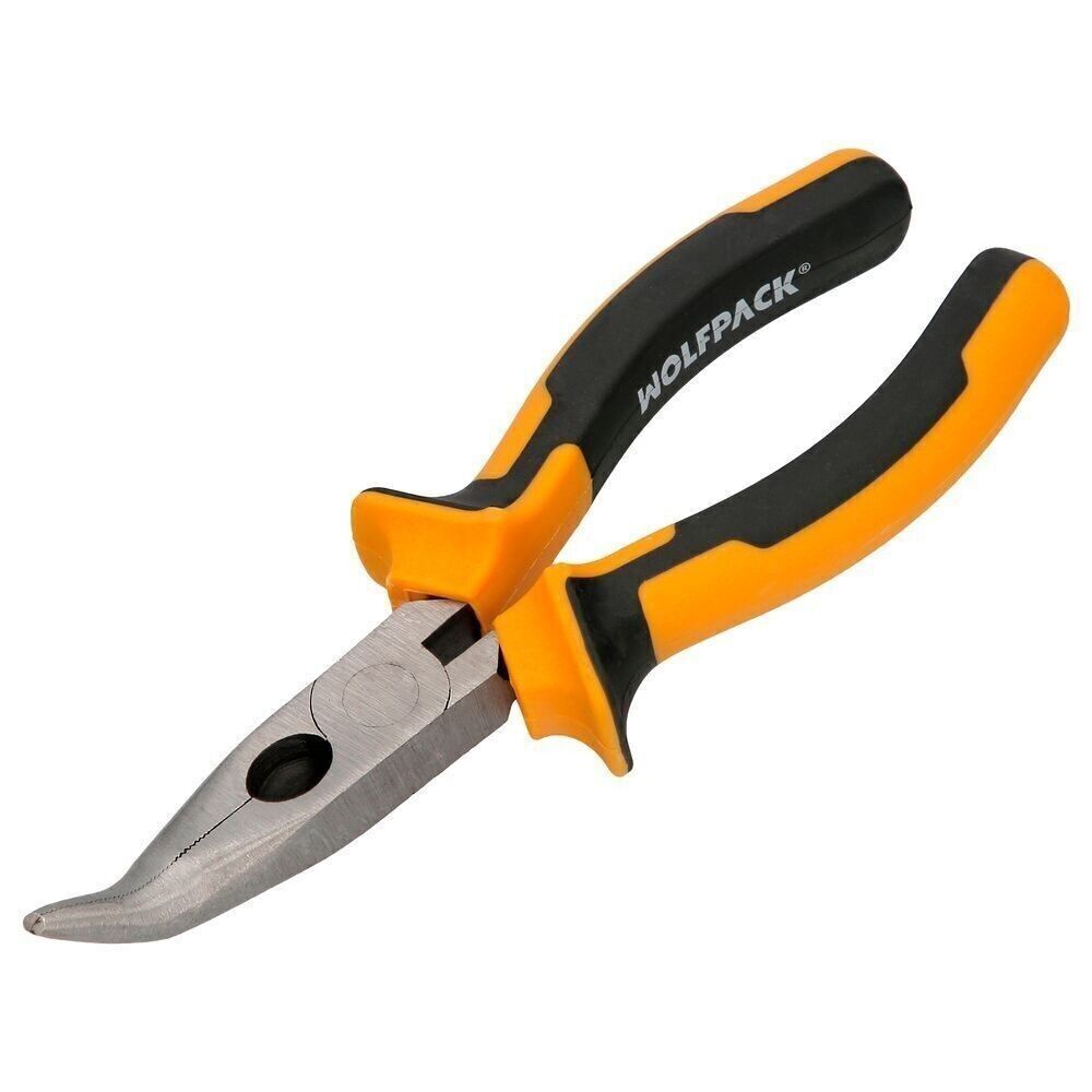 Gebogene Maulzange 150 mm. Stahl DIN 5745 gebogene Spitzzange, lange gebogene Maulzange,