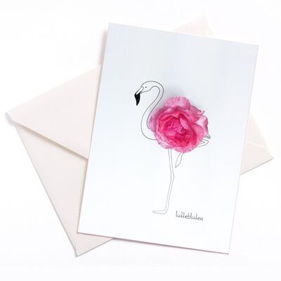 Flamant rose - Carte avec noyau de couleur et enveloppe | 079