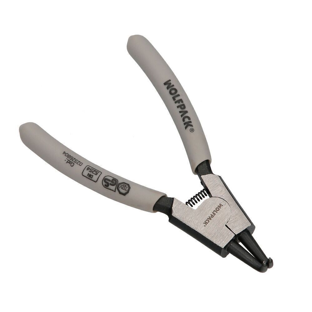 Pince à rondelle externe courbée 125 mm. Acier Din 5254. Circlips, circlips, rondelles de circlips