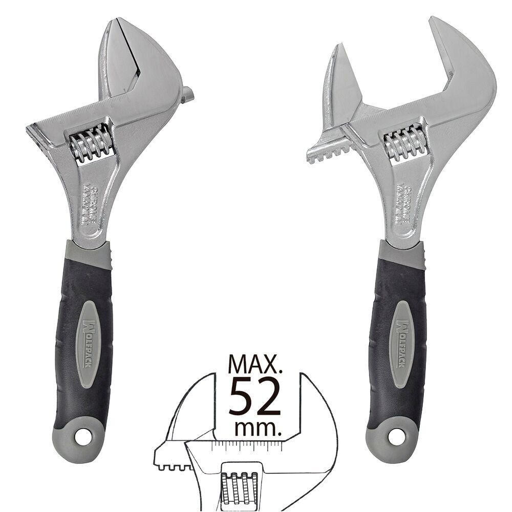 Verstellbarer Schraubenschlüssel, große Öffnung 52 mm. messen 10"