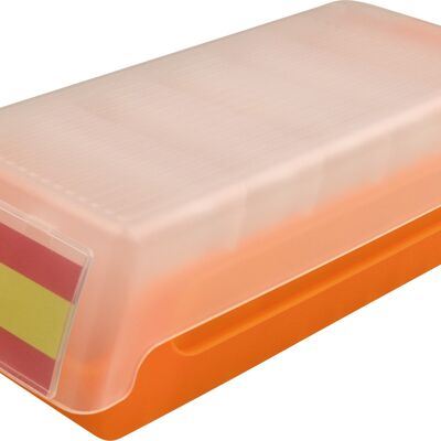 Lernkartei und Aufbewahrungsbox "the beebox" DIN A8 quer - orange transluzent