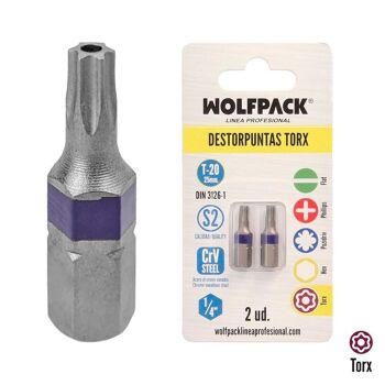 Embouts de tournevis Torx 20 inviolables (2 pièces). Acier au chrome-vanadium S2. Embouts hexagonaux, extracteurs de pointes,