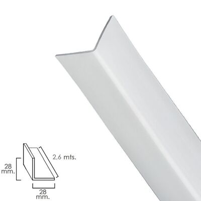 Profilé d'angle en PVC 25x25 mm. Barre Blanche 2,5 mètres