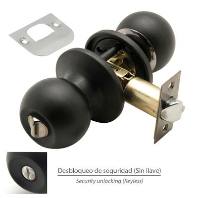 Wolfpack Door Knob With Black Bolt For Bathrooms