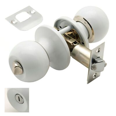 Wolfpack Door Knob With White Bolt For Bathroom