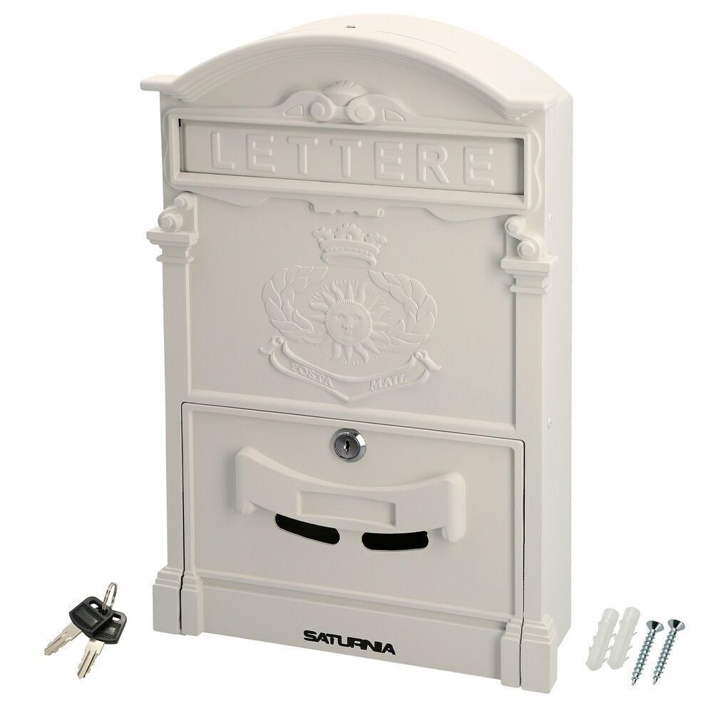 Cassetta postale da giardino Palace in alluminio pressofuso bianco 255 x 410 x 90 mm.