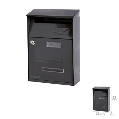 Maurer Exterior Mailbox 22 x 33 x 11 (height) cm. Dark Gray Color