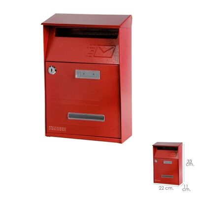 Maurer Exterior Mailbox 22 x 33 x 11 (height) cm. Red color