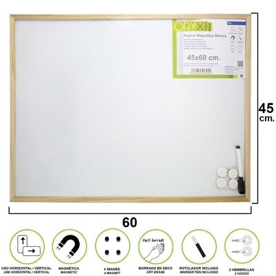 White Magnetic Board 45x60 cm. With Marker and 4 Magnets