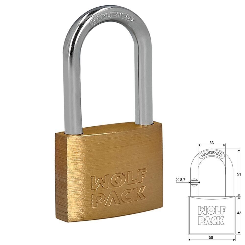 Lucchetto Ottone Arco Lungo 60 mm.