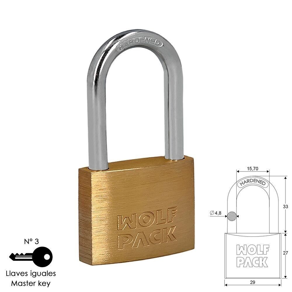 Long Arch Brass Padlock Keys Alike 30 mm. No.3