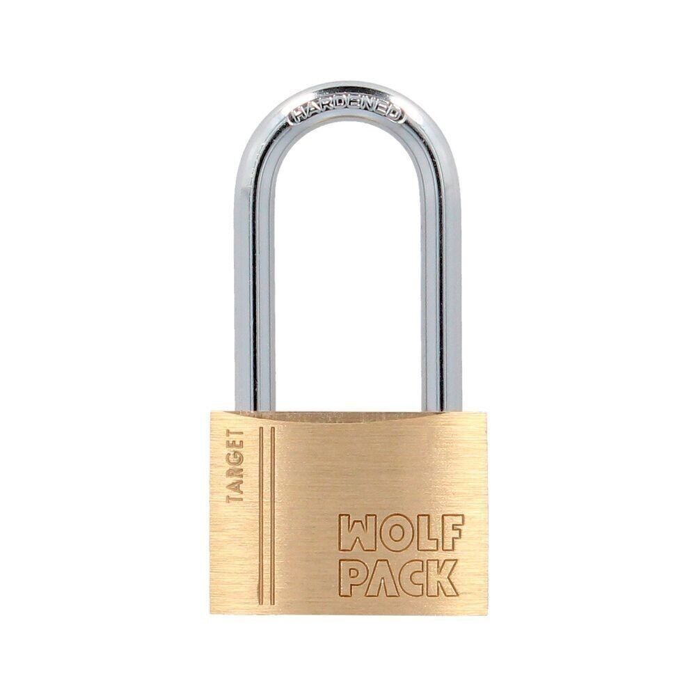 Langbogen-Vorhängeschloss aus Messing, 50 mm. Zielserie. Gehärteter Bogen. Koffer-Vorhängeschloss, Spind-Vorhängeschloss, Tür-Vorhängeschloss