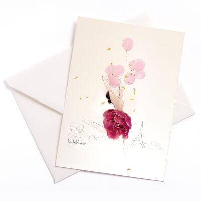 Red Tulip in Paris - Card with Color Core and Envelope | 068