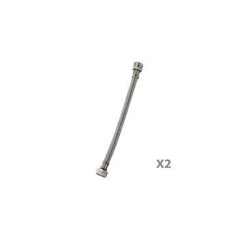 Tuyau Inox Mâle 3/8 - Femelle 3/8 250 mm. 2 pièces