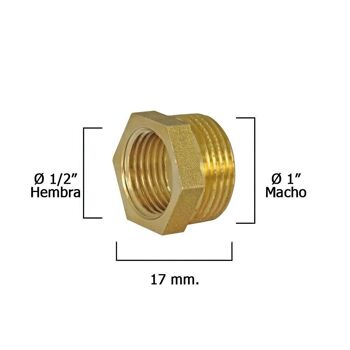 Réducteur Hexagonal Poli 1" Mâle x 1/2" Femelle