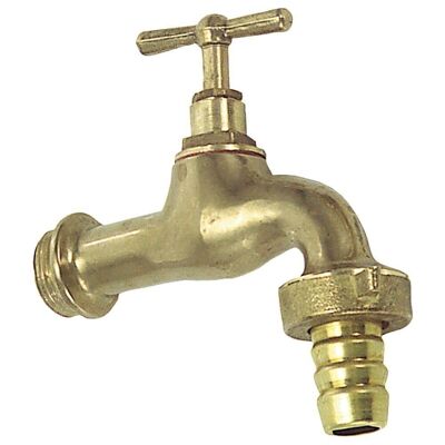 Curved Polished Brass Tap With 1/2" Fitting