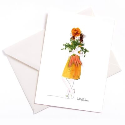 Easter card - There are carrots, you rabbits - Easter card with color core and envelope | 047
