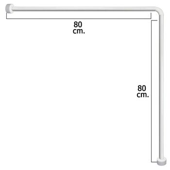 Tringle à rideau de douche universelle en aluminium blanc 80x80 cm.