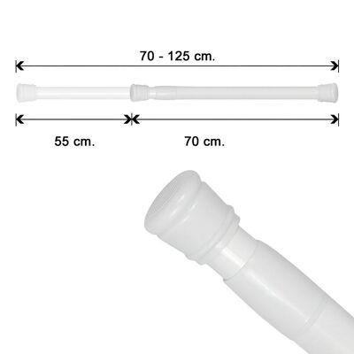 White Aluminum Extensible Shower Curtain Rod 70 to 125 cm.