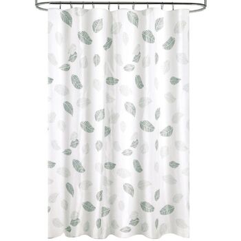 Rideau de douche en tissu feuilles 180 x 200 cm. Rideau de salle de bain, rideau en tissu imperméable avec anneaux