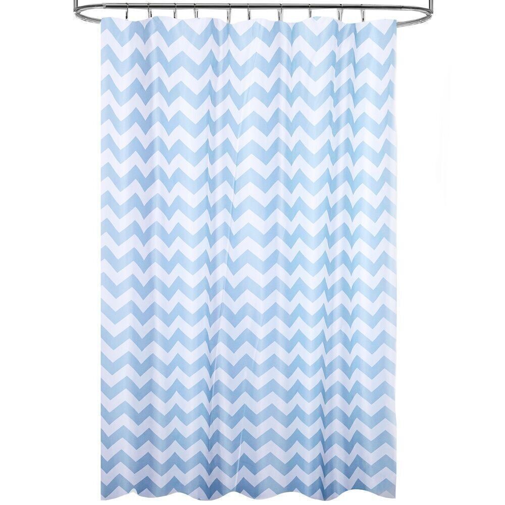 Blue Striped Fabric Shower Curtain 180 x 200 cm. Bathroom curtain, waterproof fabric curtain with rings